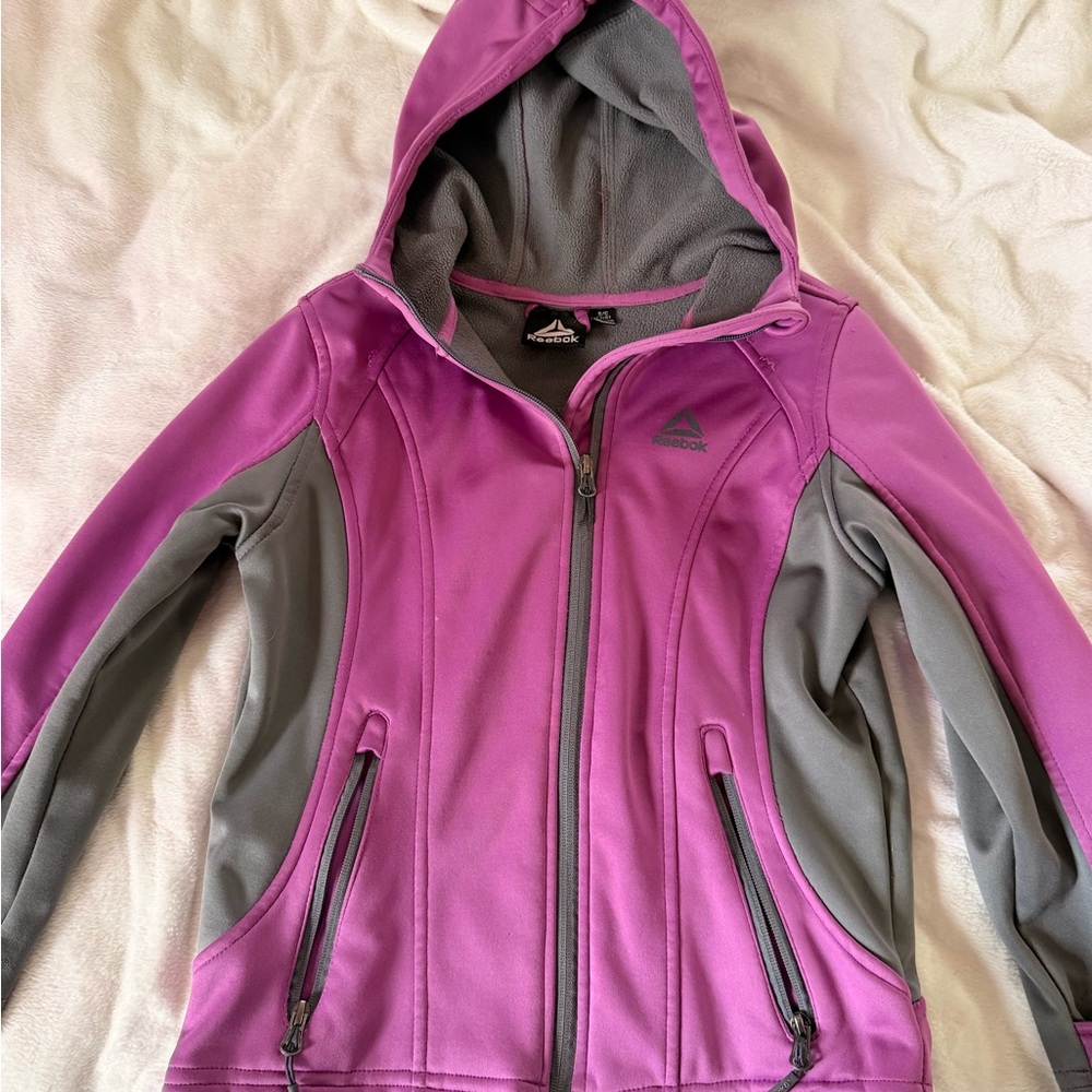 Reebok Girls Purple and Gray Hooded Softshell Jacket